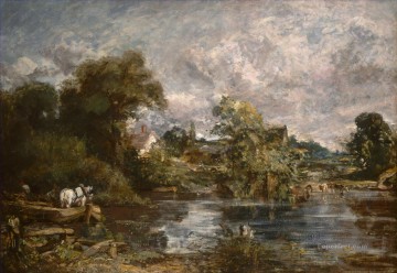 horse cats Painting - The White Horse Romantic John Constable